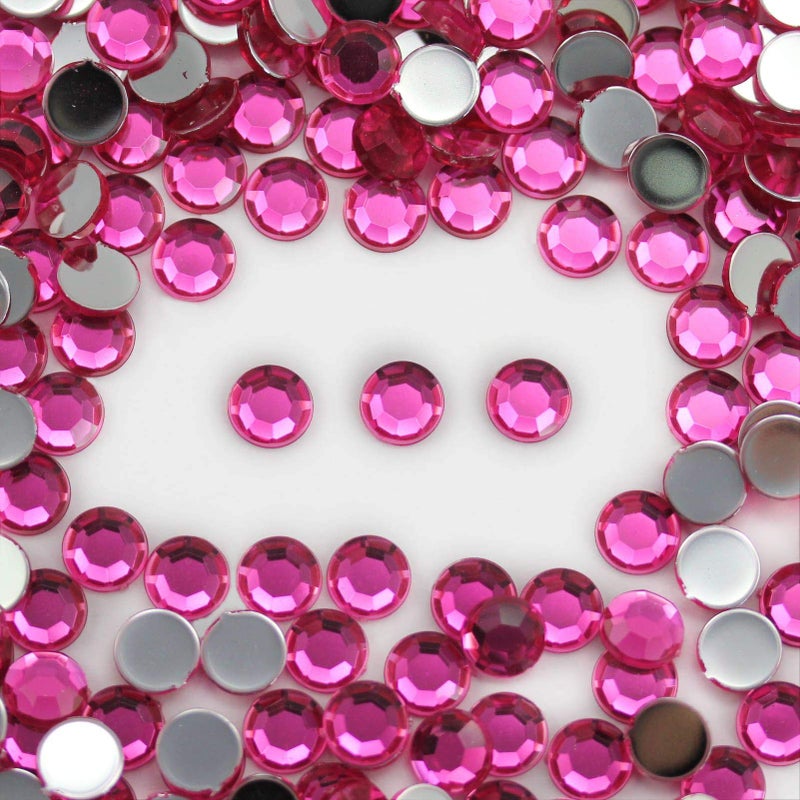 Allstarco 8mm SS40 Pink Self Adhesive Acrylic Rhinestones Plastic Face Gems Stick On Body Jewels for DIY Cards and Invitations Crafts Bling Sticker - 5 Sheets - 250PCS - Image 4